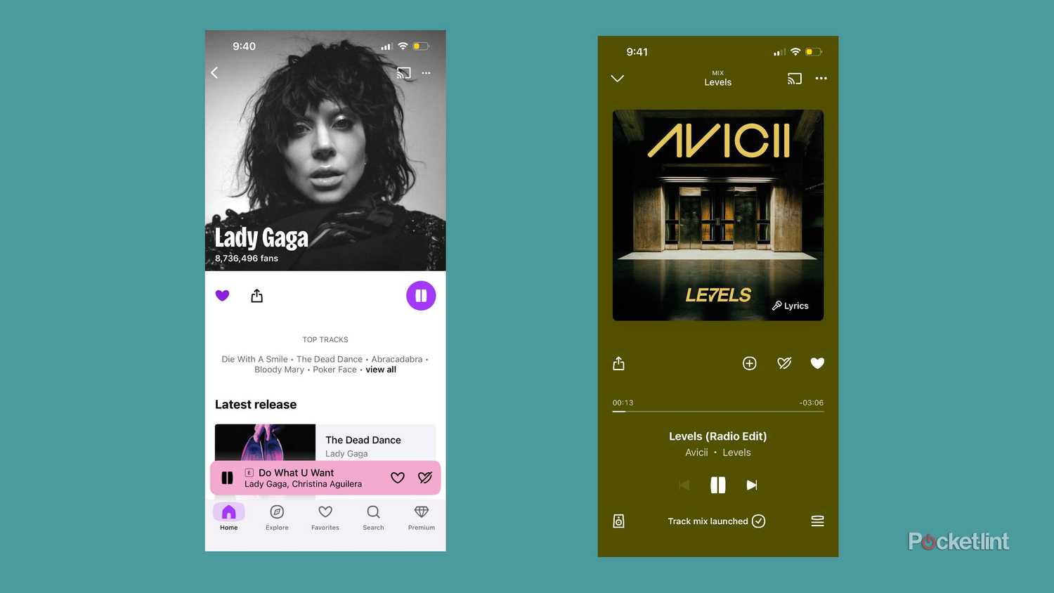 Deezer mobile app screenshots. 