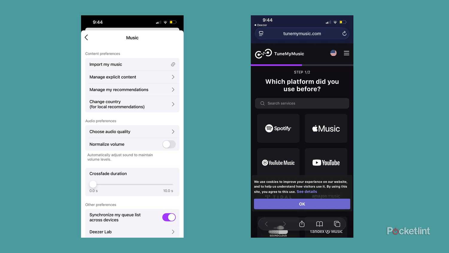 Deezer importing your other music.