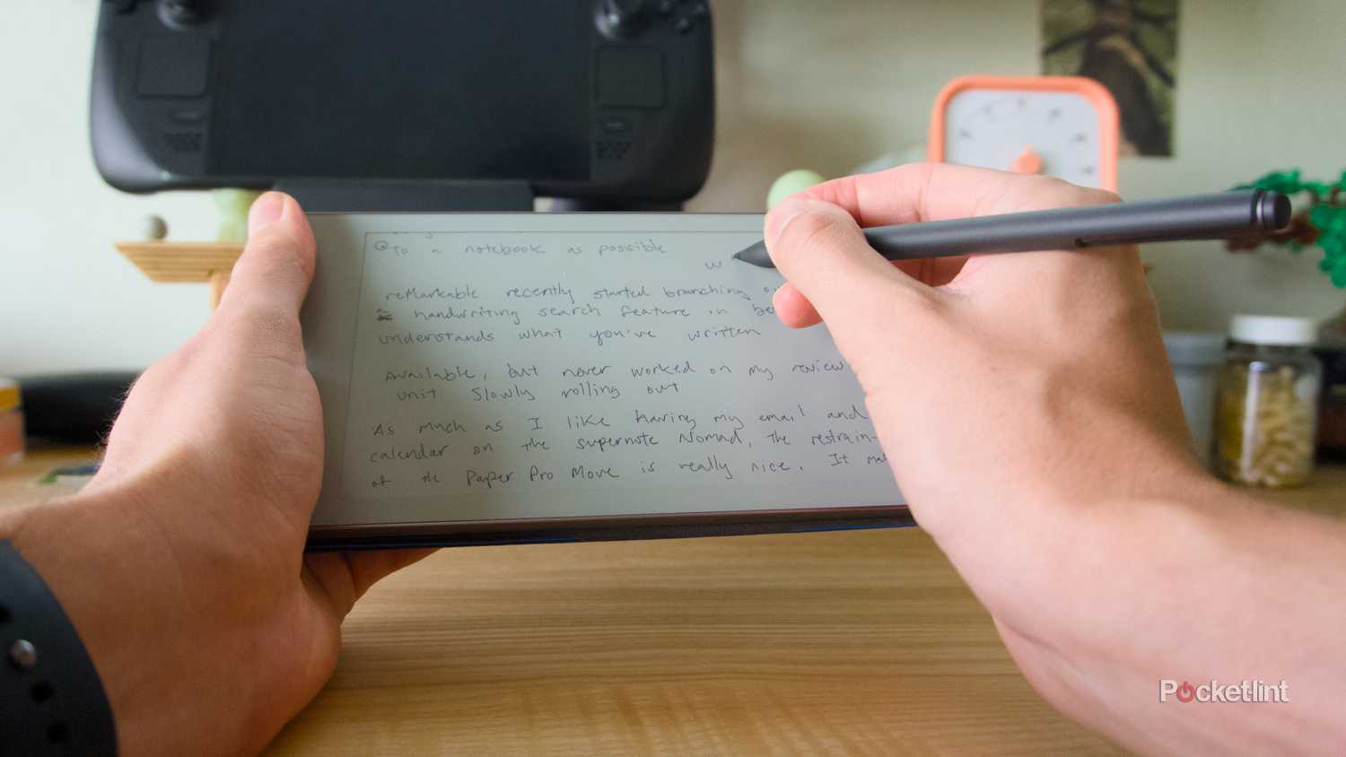 Writing on a reMarkable Paper Pro Move in landscape orientation.