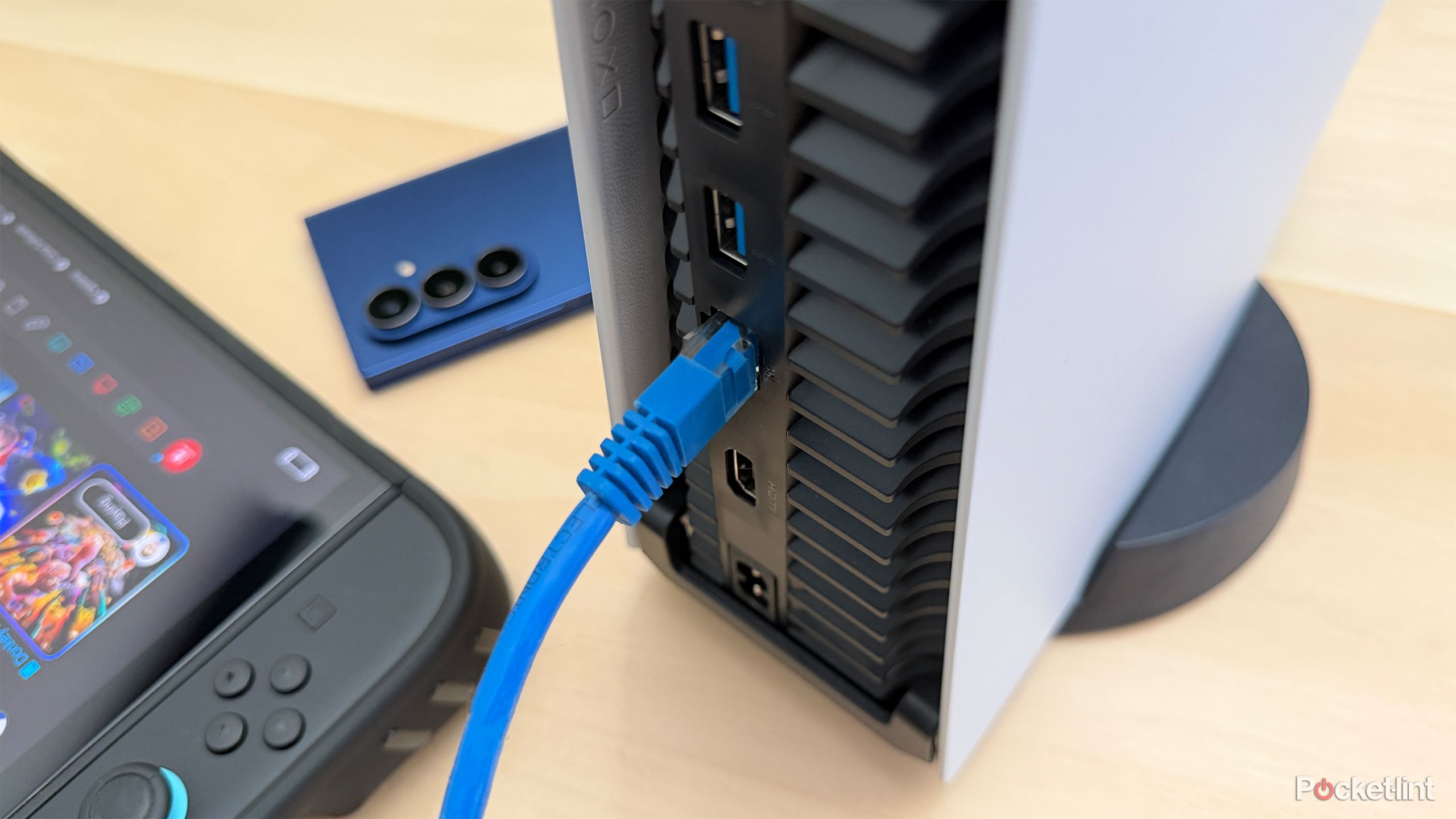 PS5 with Ethernet plugged in.