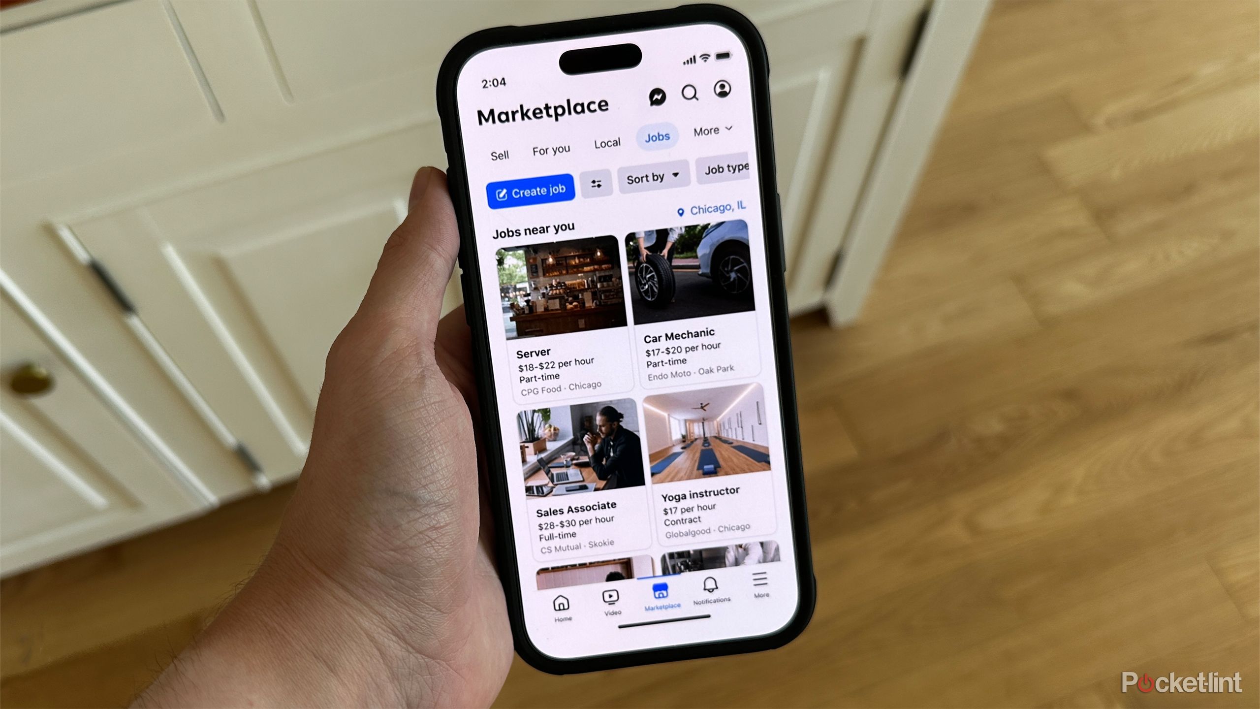 Job listings on Facebook Marketplace.