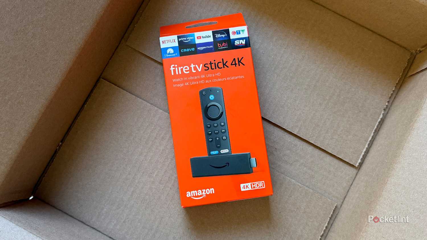 Fire TV Stick 4K in a box.