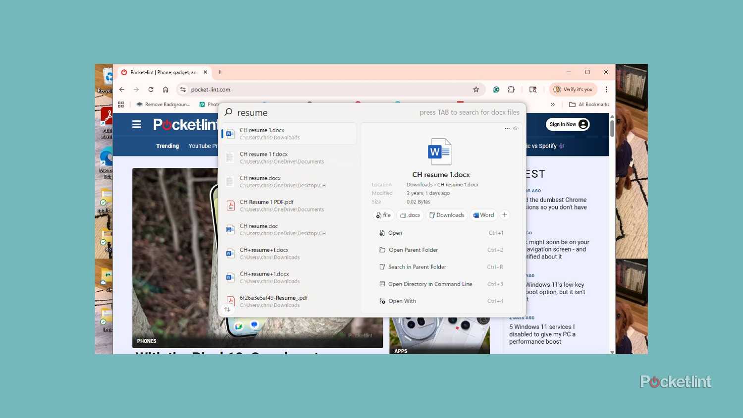 fluent search windows app