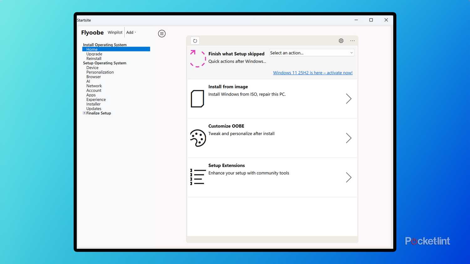 Flyoobe home screen.