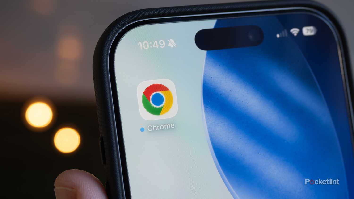 The Google Chrome icon on an iPhone 17 Pro.
