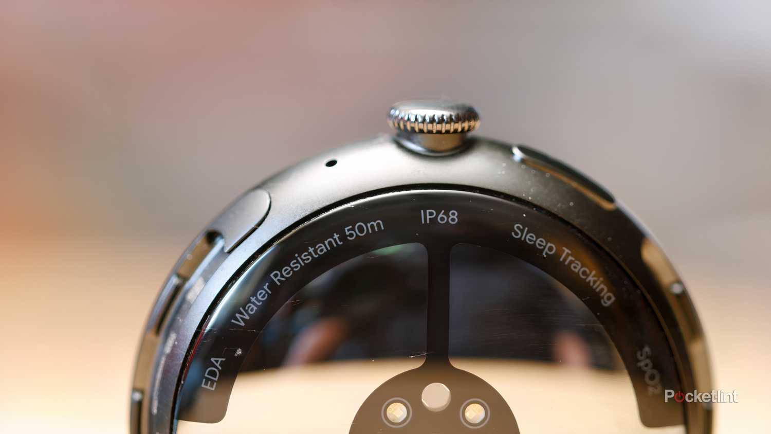 Rear view of the Pixel Watch 4 and the crown