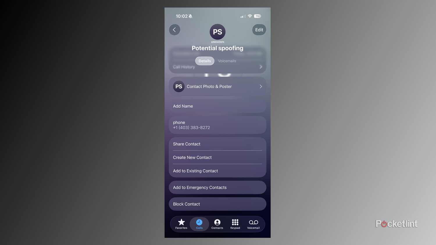 Blocking a spoofed phone number in iOS 26.