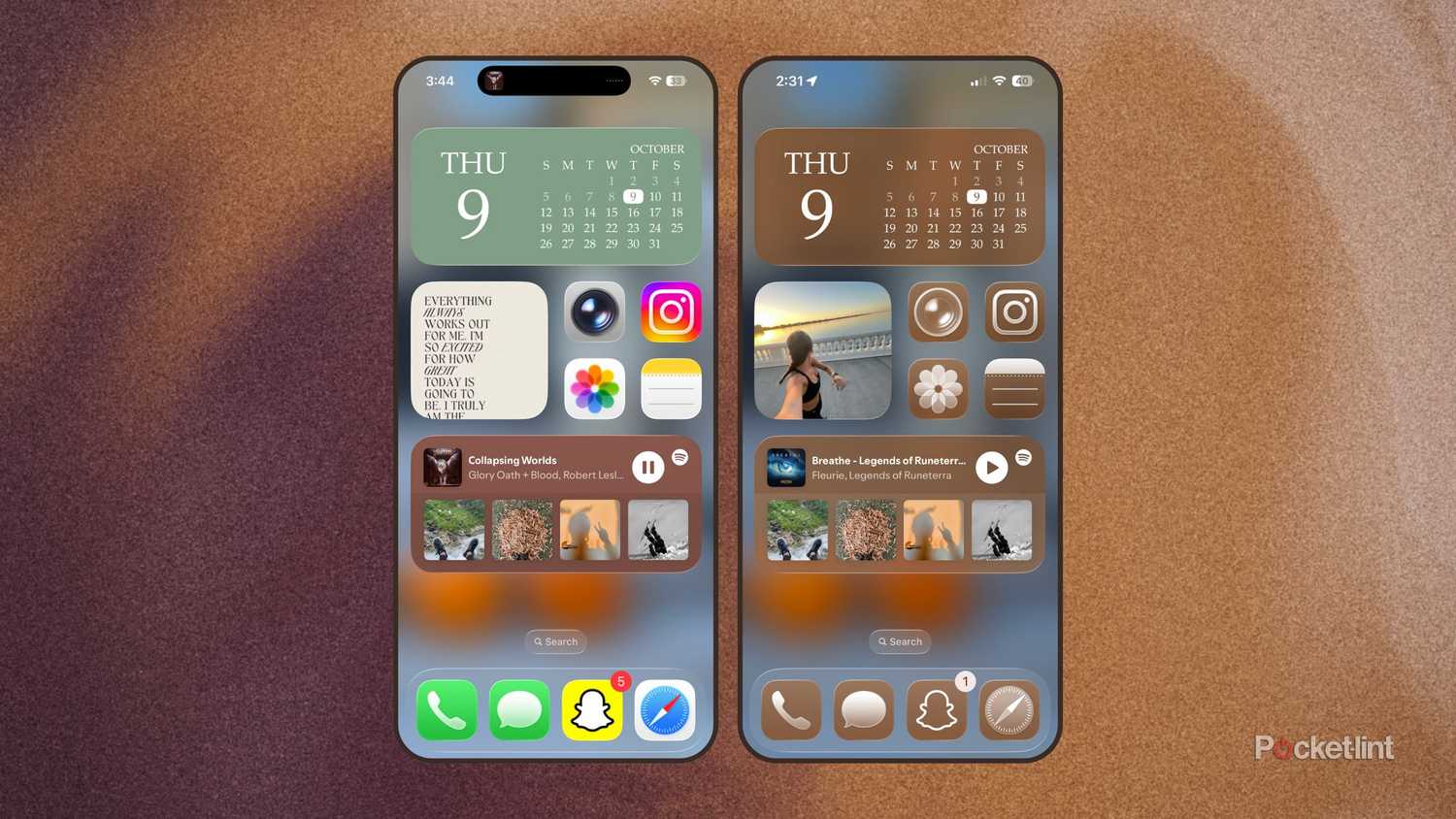 Two screenshots of the same homescreen on iOS. 