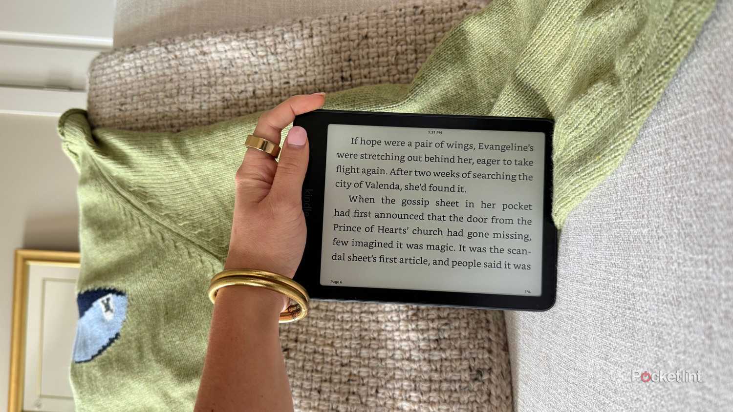 Side reading on a Kindle. 
