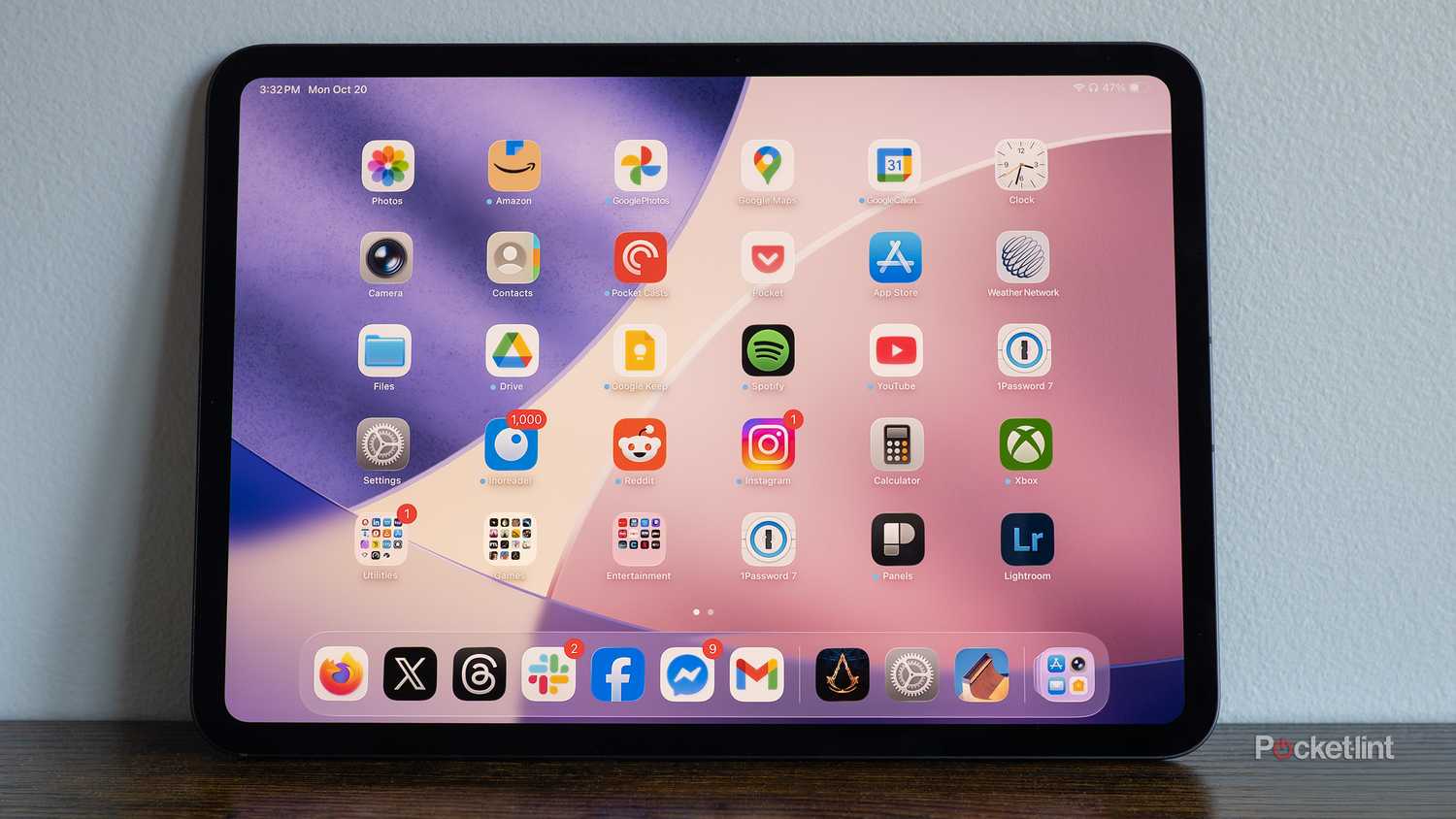 The M5 iPad Pro sitting against a wall