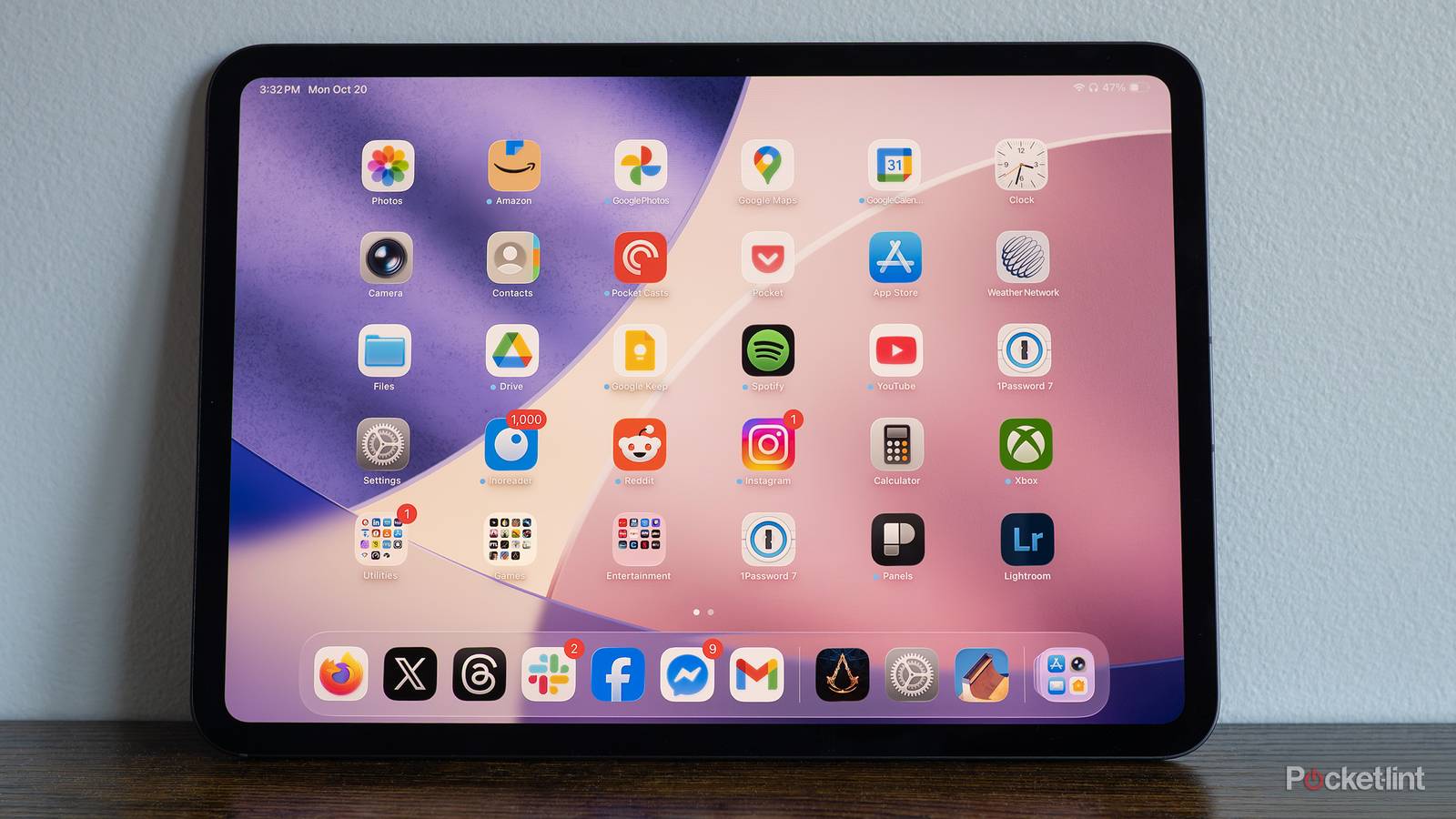 The M5 iPad Pro sitting against a wall