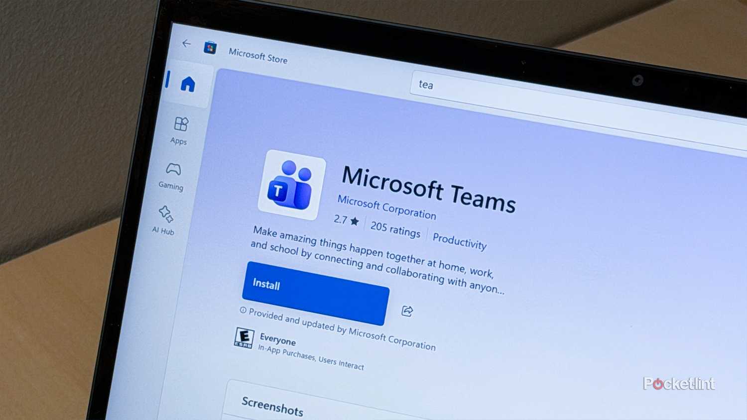 Microsoft Teams on a laptop