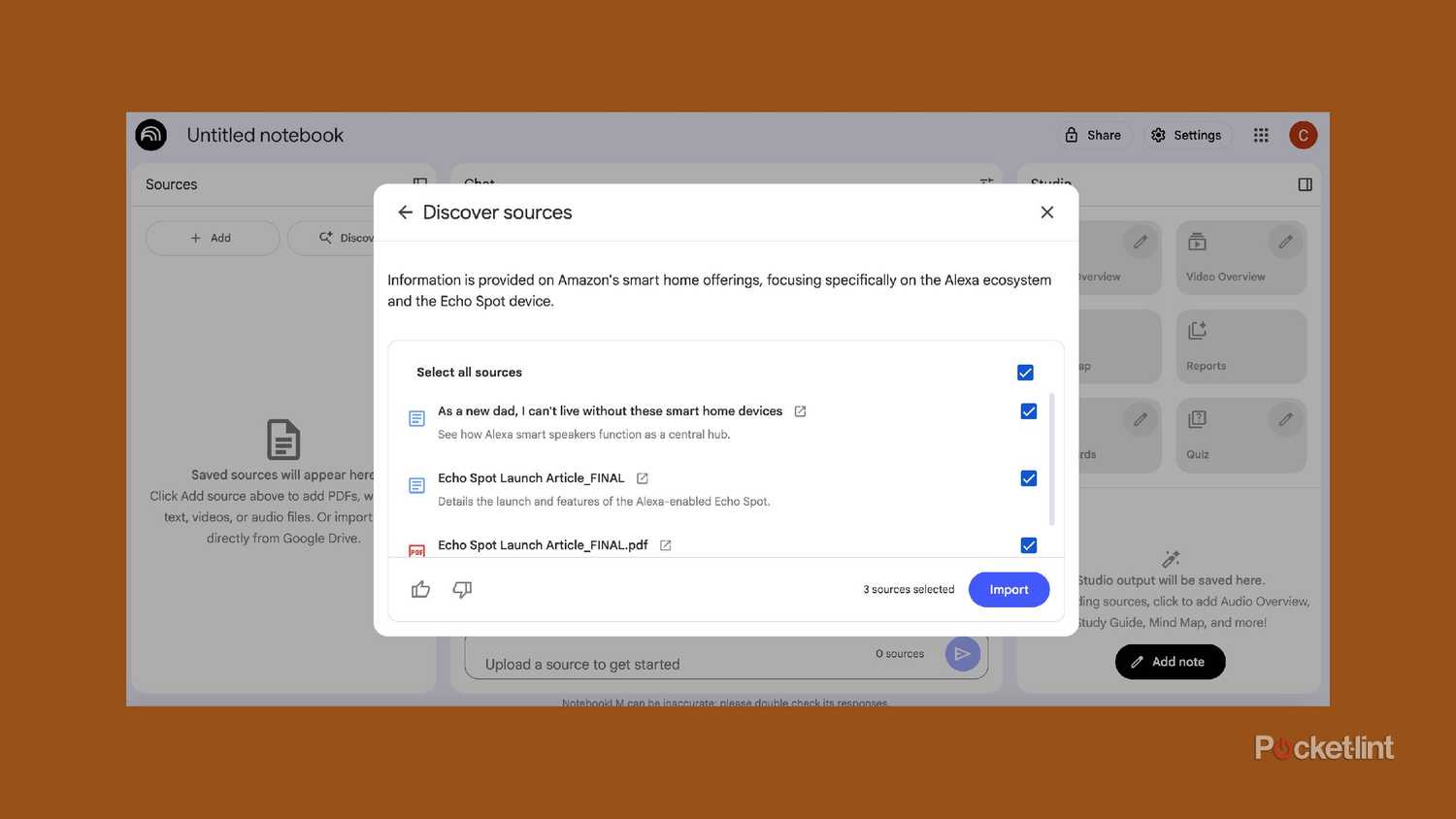notebooklm showing results from Google Drive