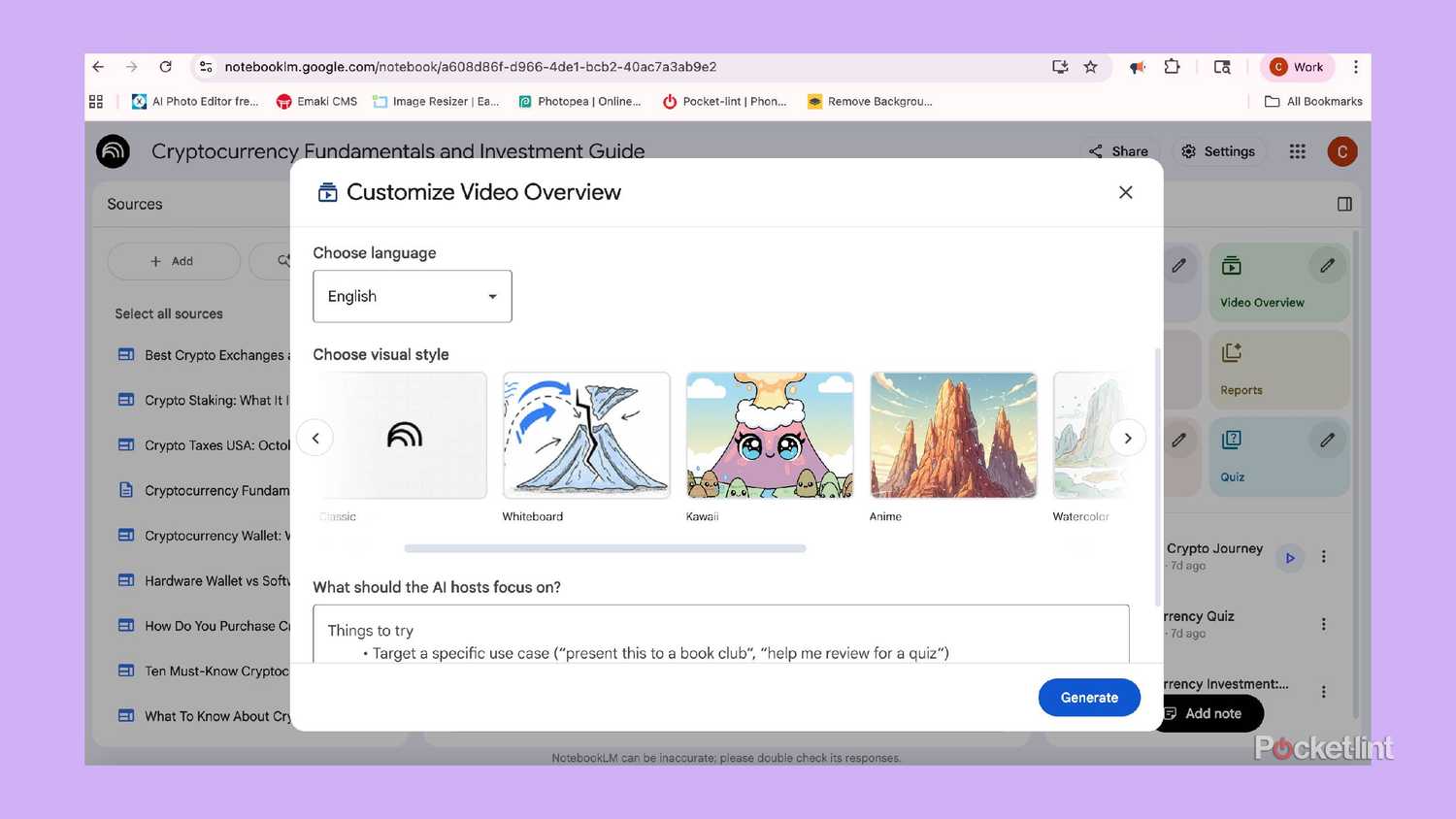 NotebookLM video styles.