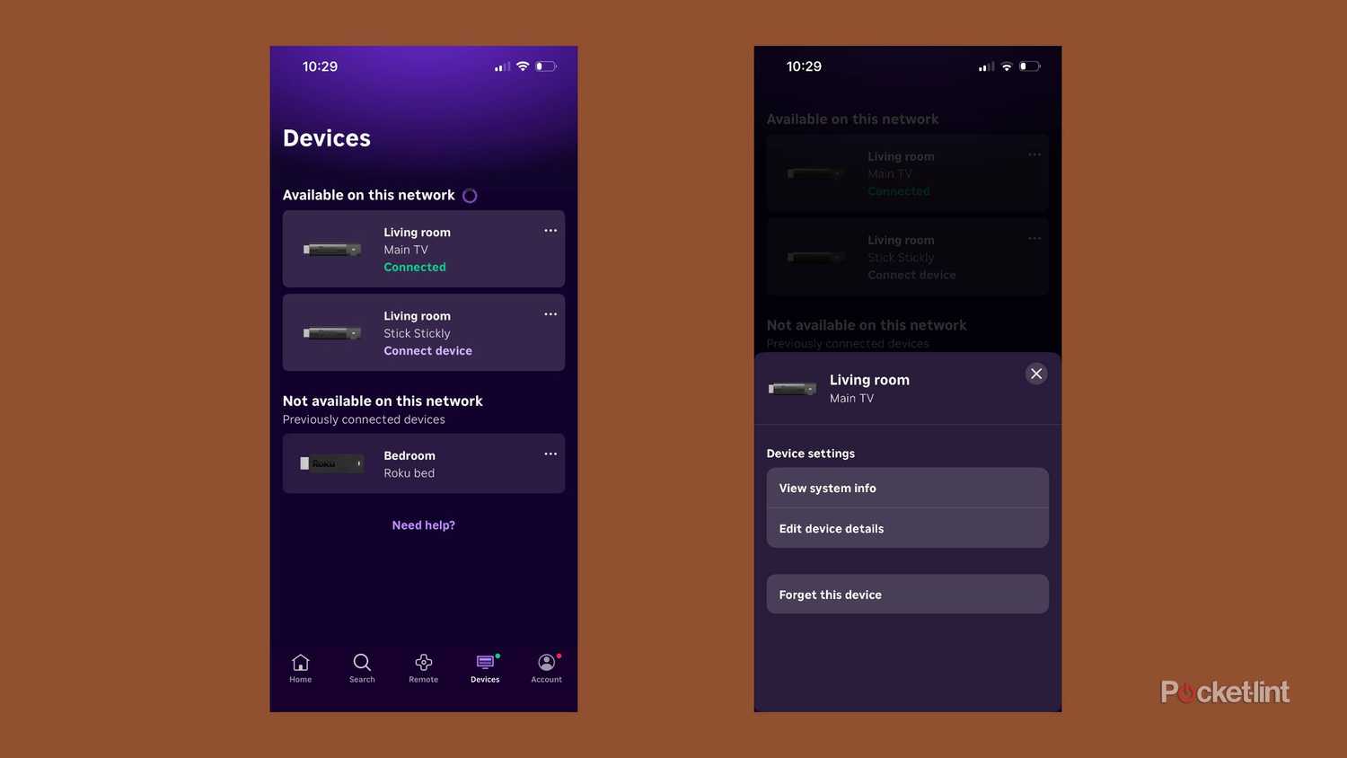 roku mobile app settings
