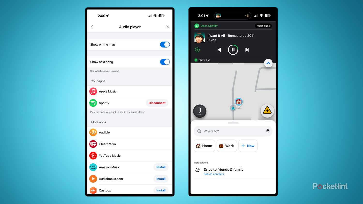 Waze audio player settings.