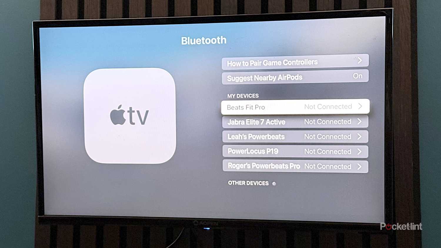 Pairing Bluetooth headphones with an Apple TV 4K.