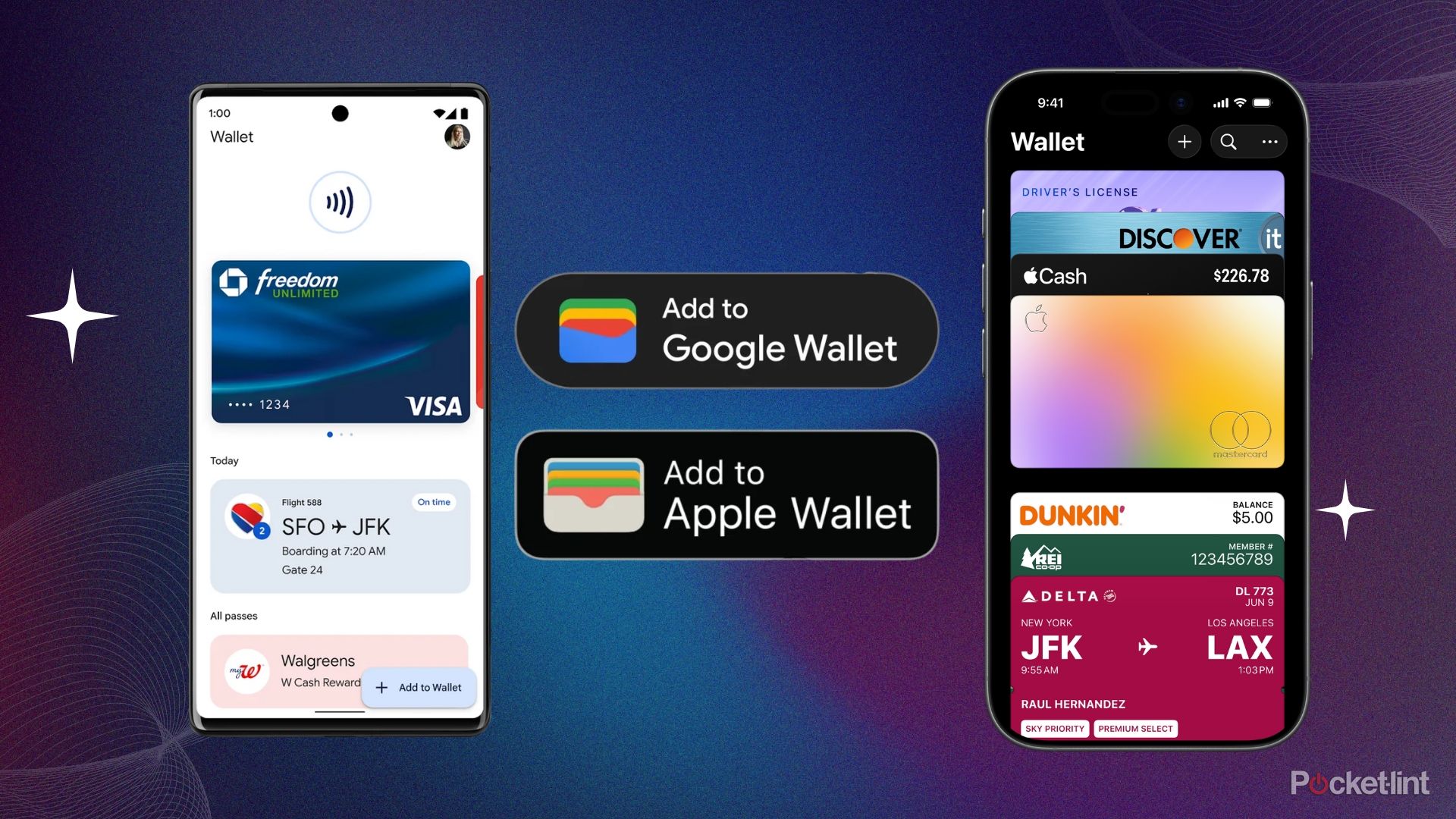 Apple Wallet and Google Wallet side by side