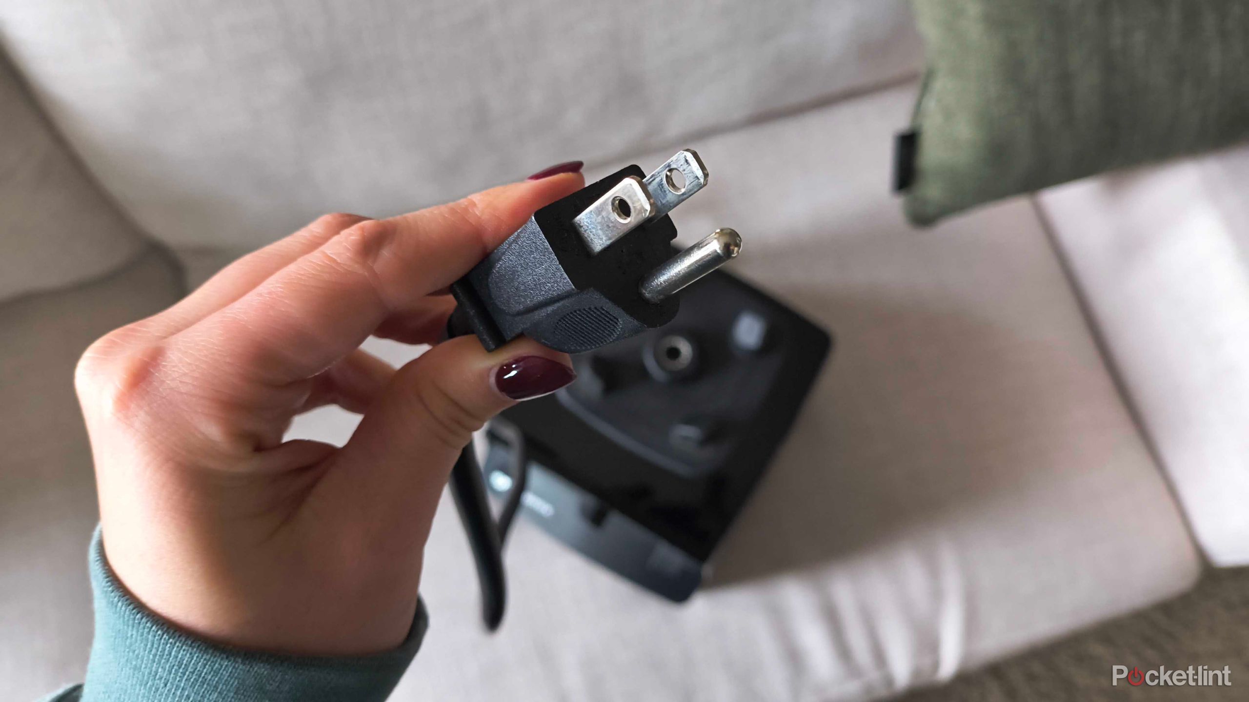 A plug on a blender. 