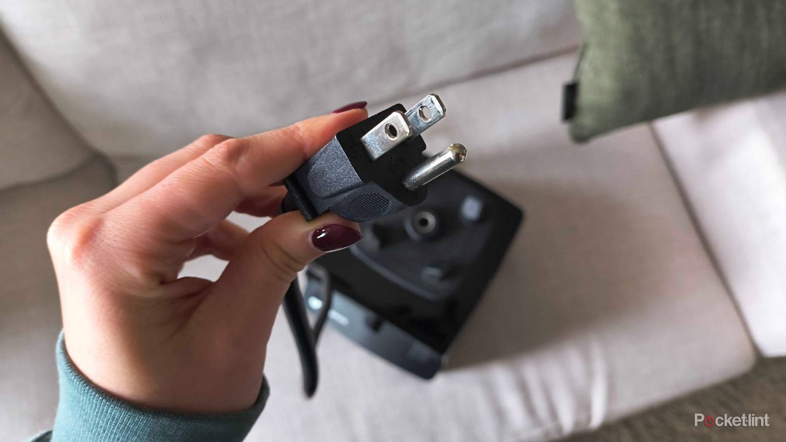 A plug on a blender. 