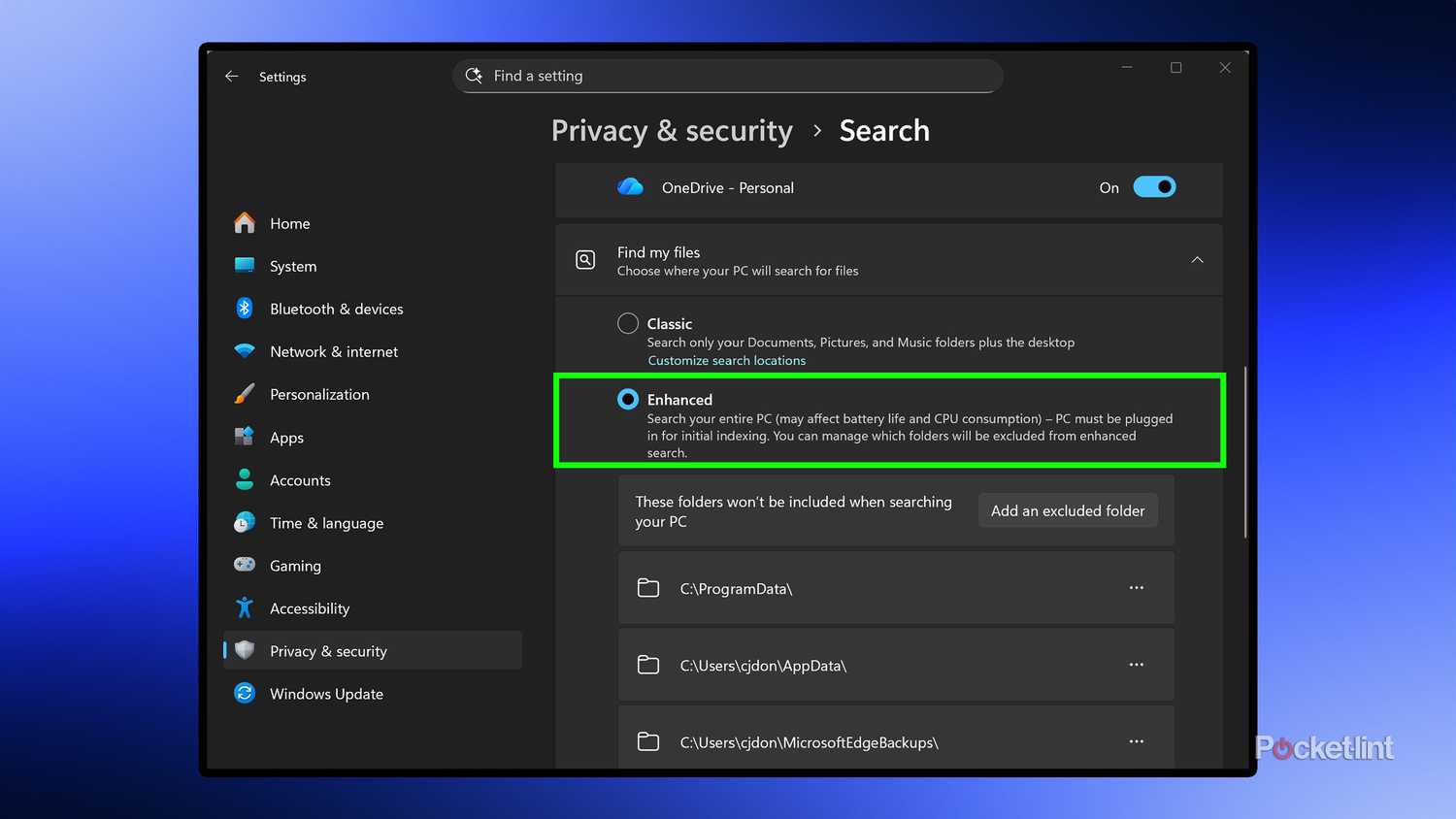 Enhanced Windows Search Windows 11.