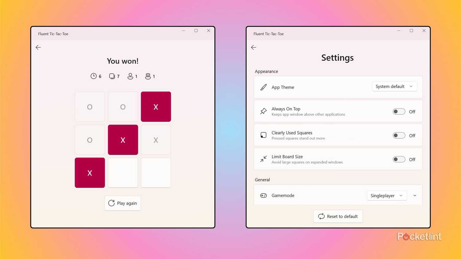 Fluent Tic-Tac-Toe screenshots
