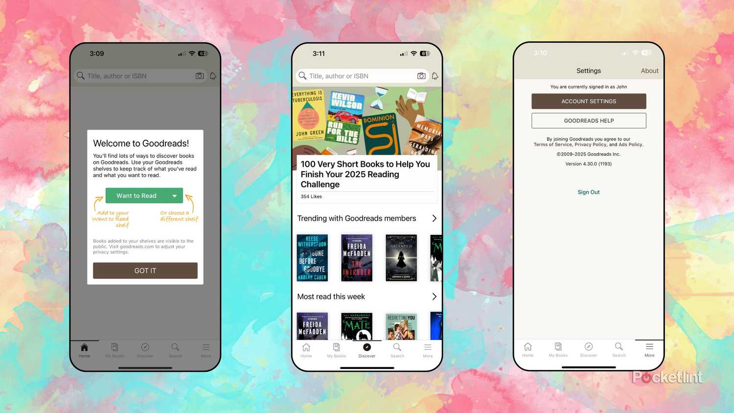 Goodreads screenshots