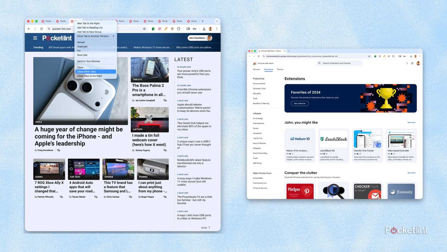 Google Chrome close tabs and delete extensions screenshots