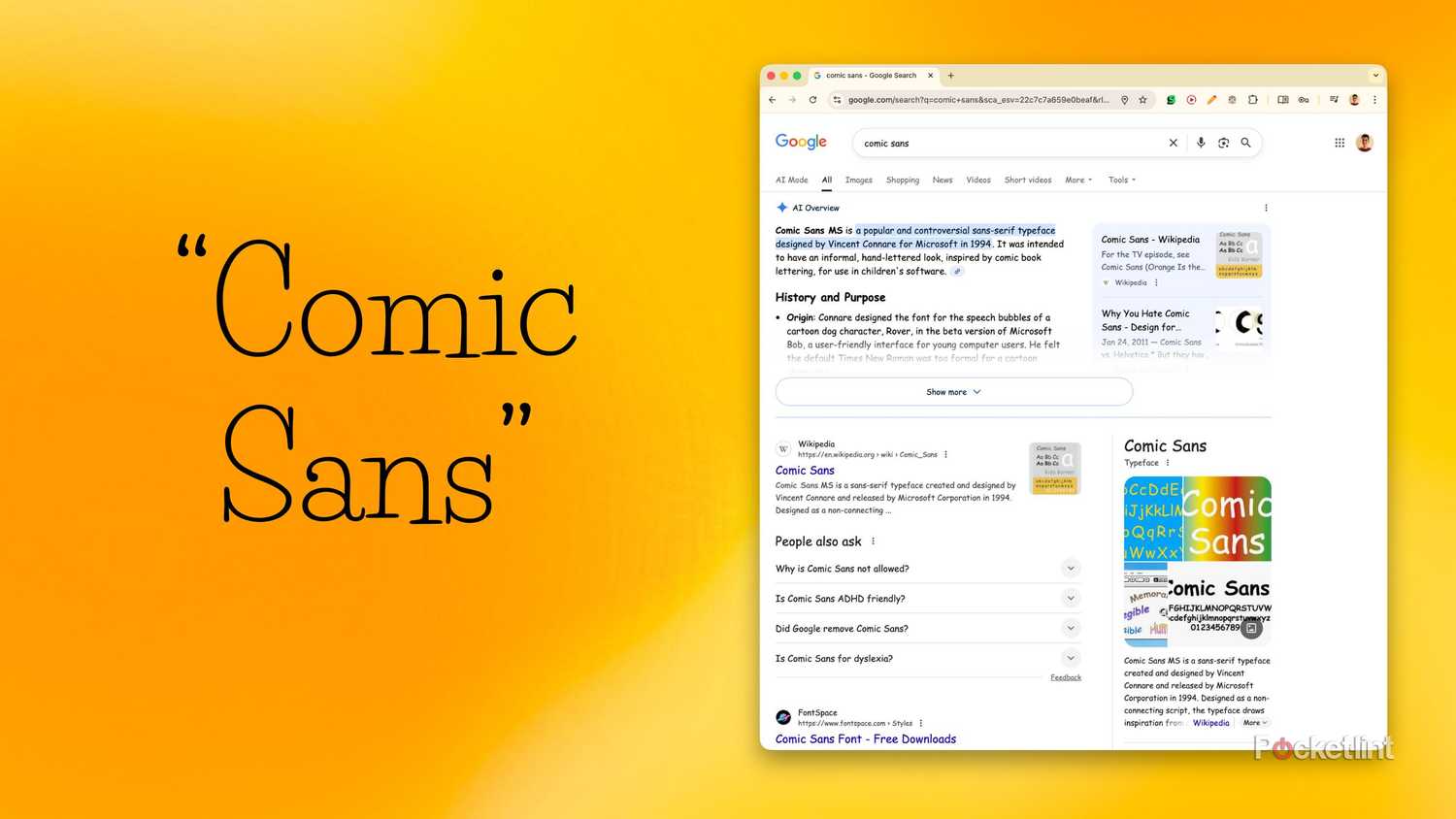 Google Search: "Comic Sans"