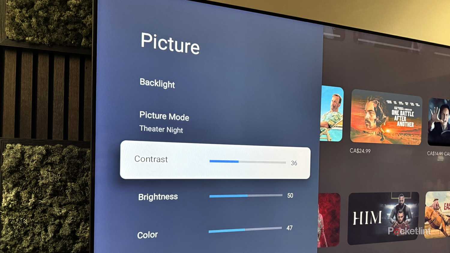 Adjusting Picture settings on a Hisense Google TV.