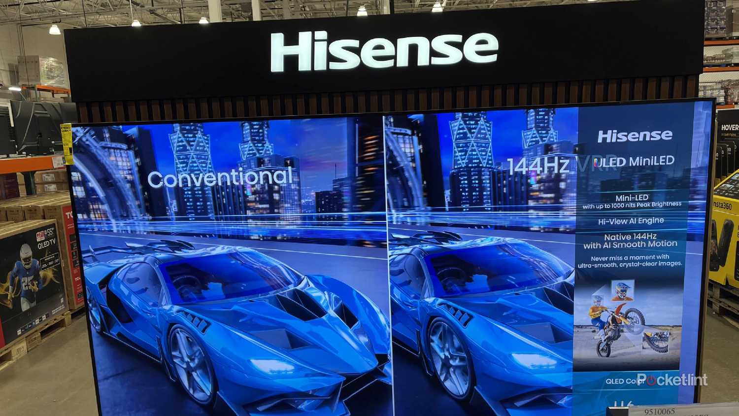 하이센스(Hisense) TV가 전시되어 있습니다.