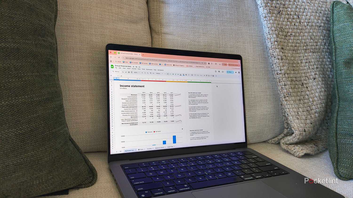 Google Sheets on a MacBook Pro.