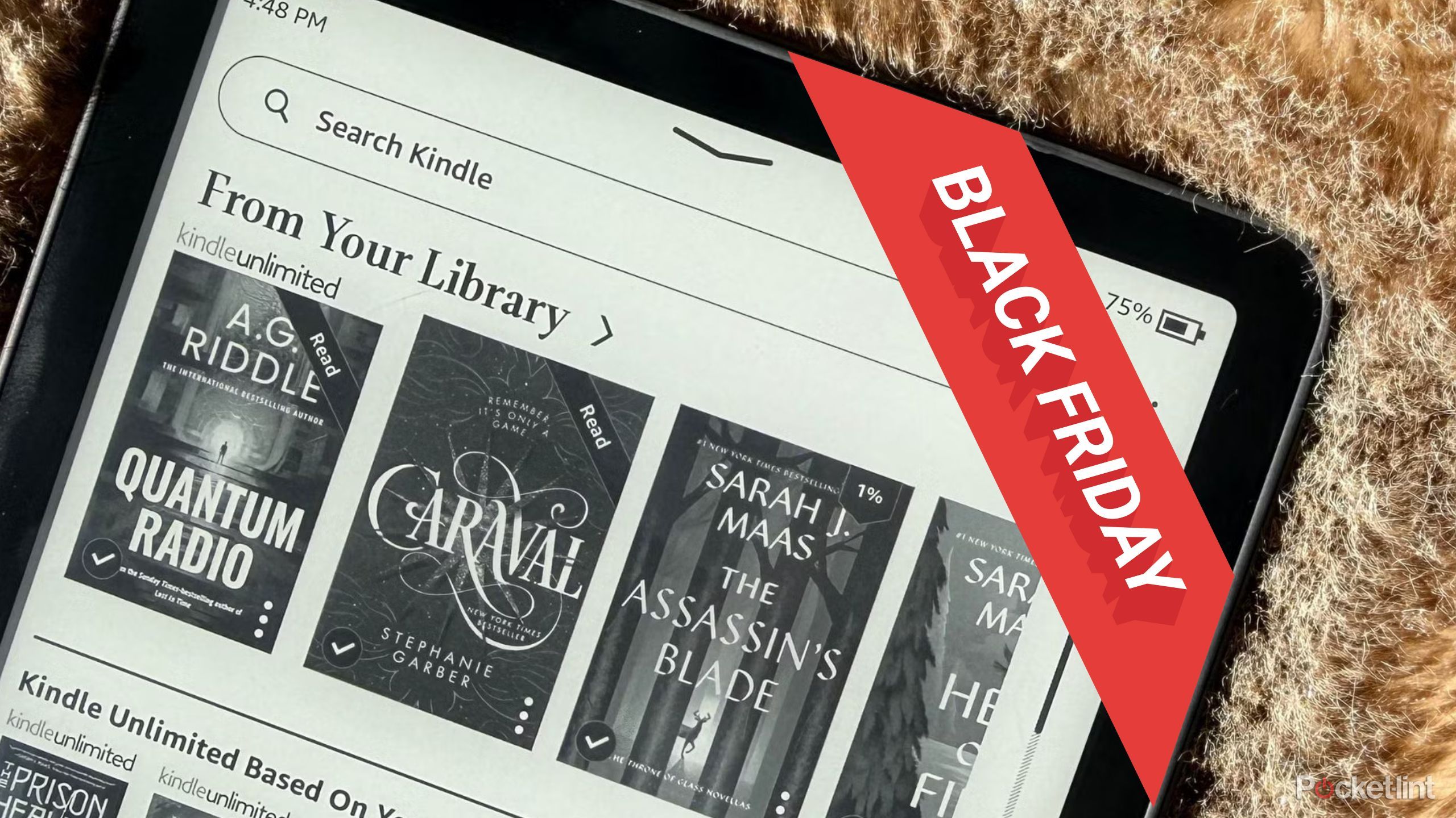 Black Friday ribbon on a Kindle. 