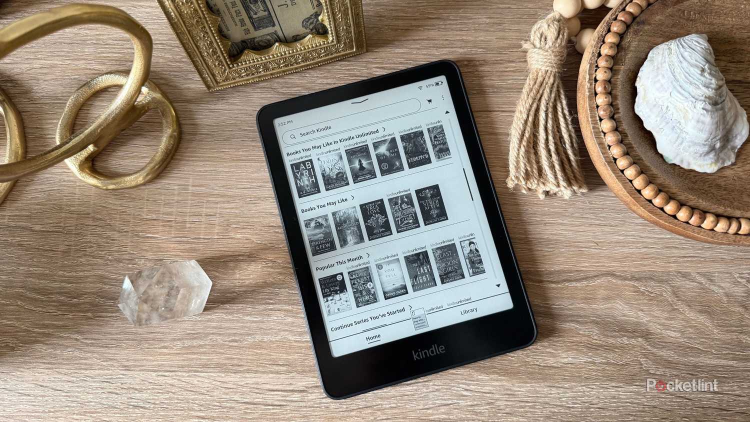 A Kindle Paperwhite on a tablet. 