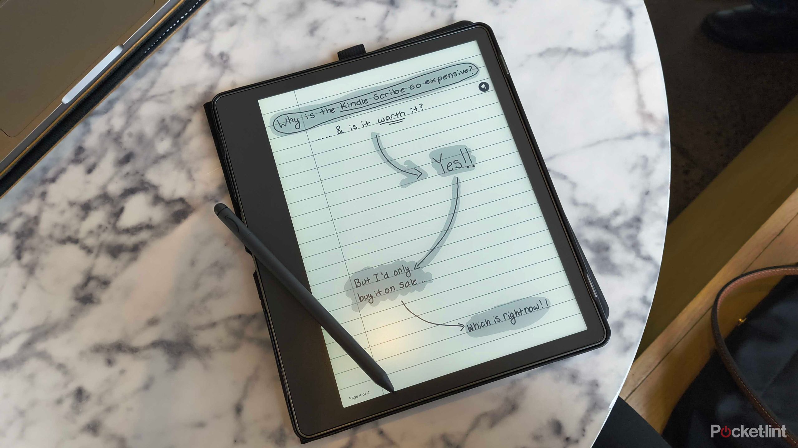 A Kindle Scribe with lettering on it. 