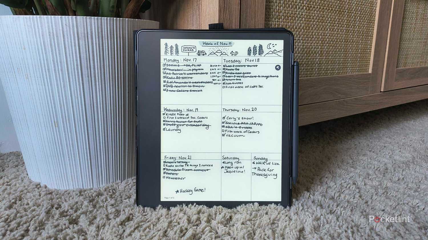 A Kindle Scribe weekly view. 