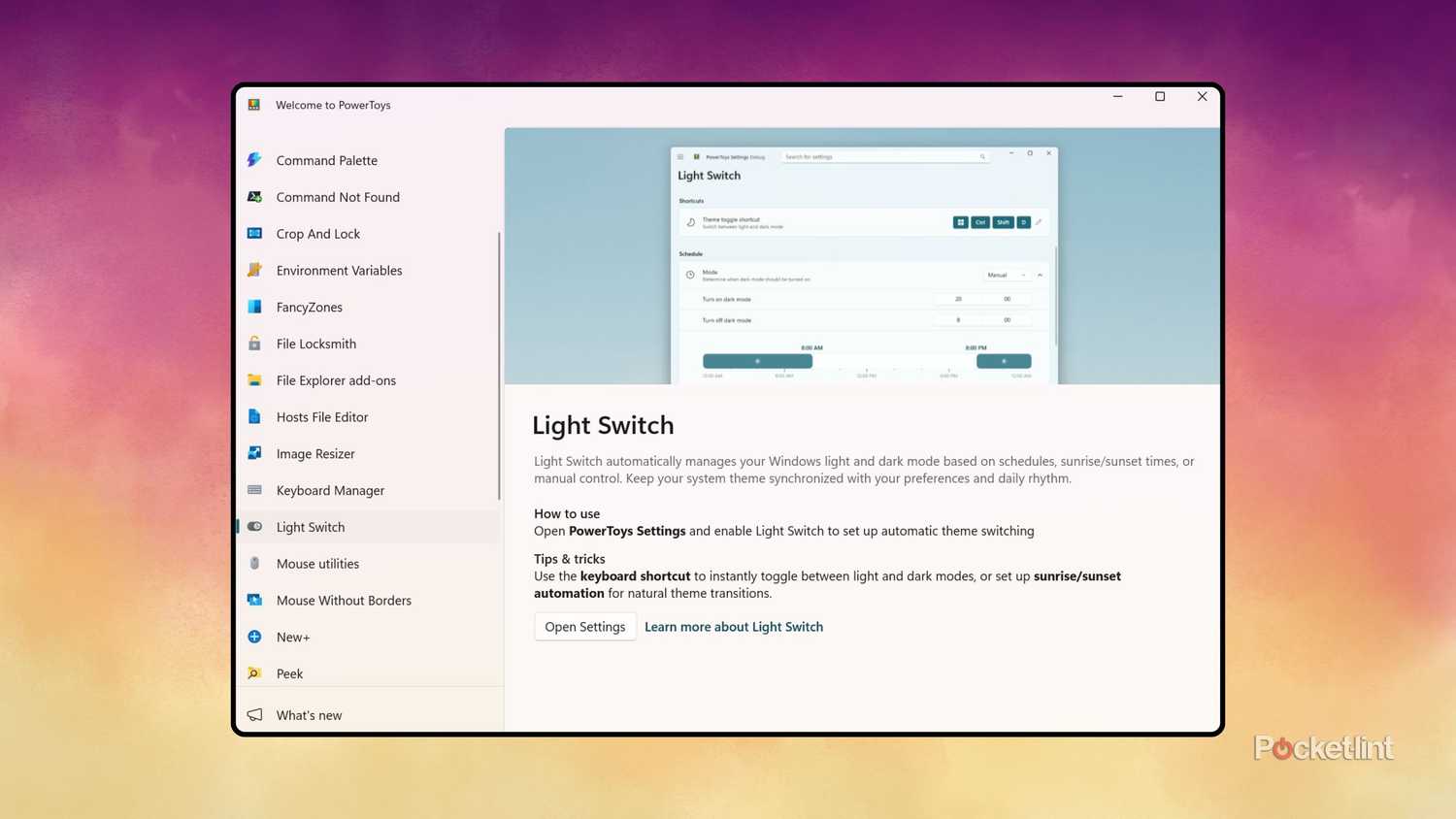 Microsoft PowerToys Light Switch screenshot