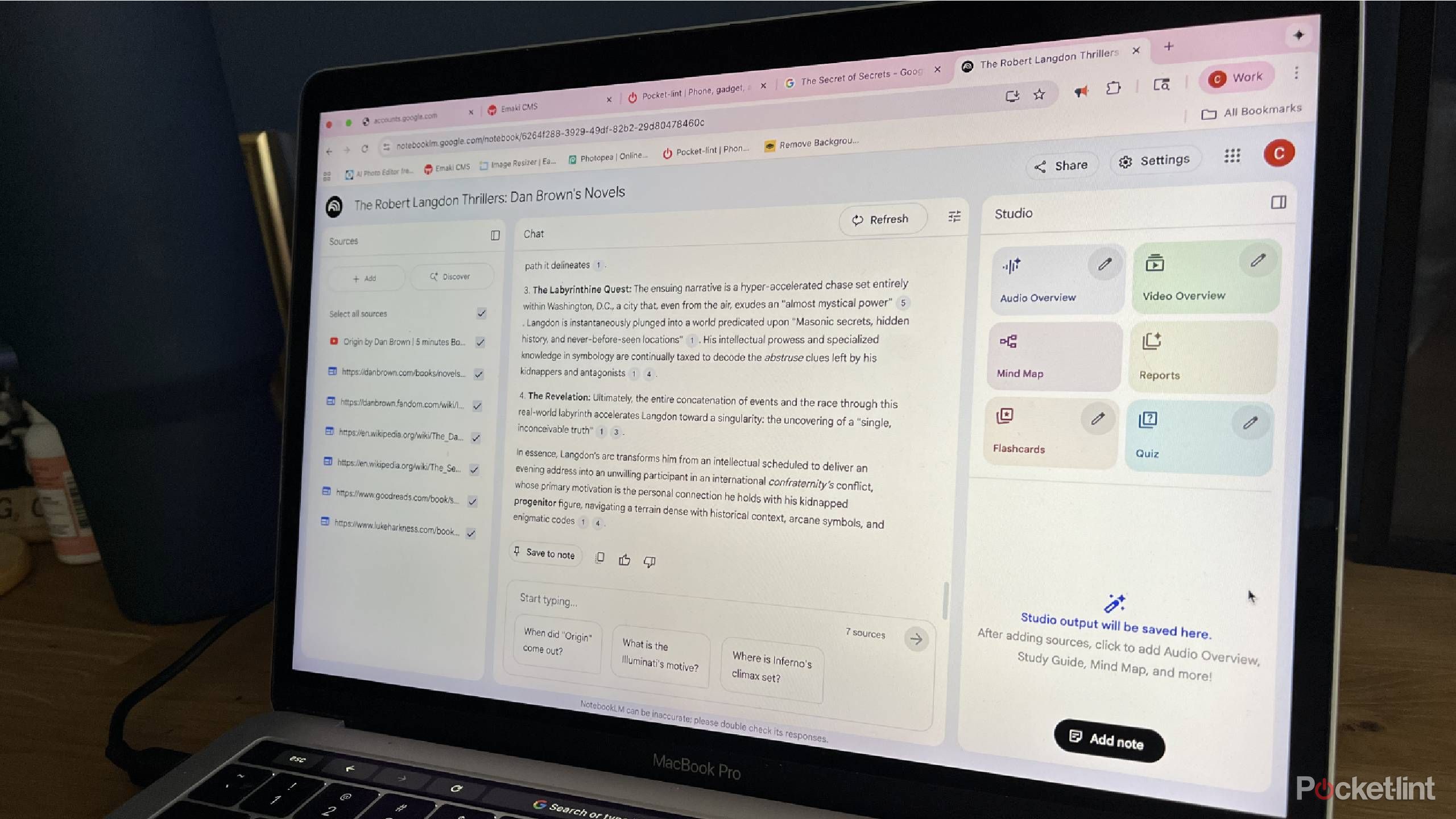 NotebookLM's chat on the screen of a MacBook Pro