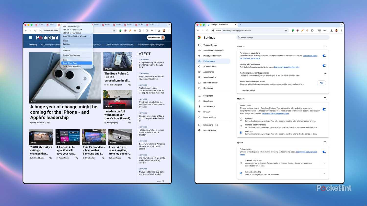 Optimize Google Chrome screenshots