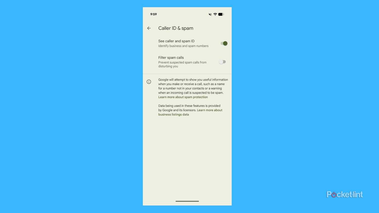 Pixel 10 Pro Caller ID and spam settings