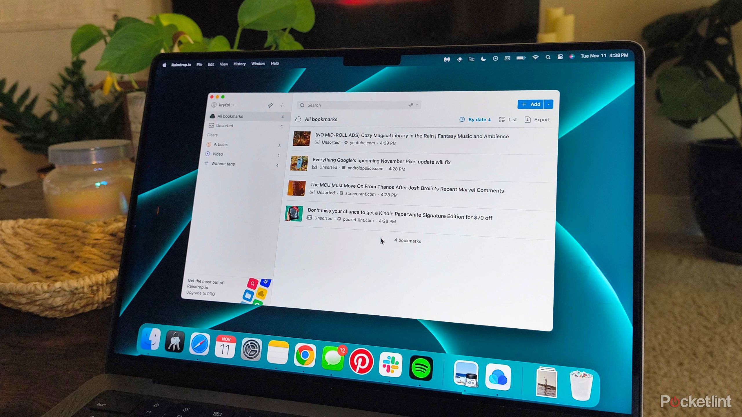 Raindrop.io on a desktop. 