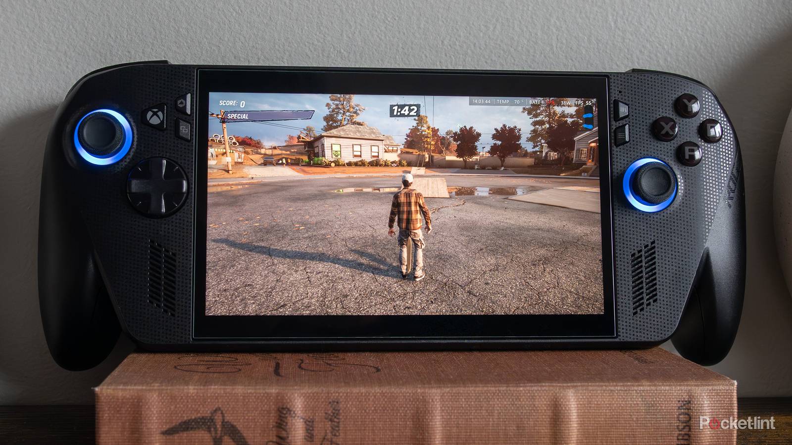 The ROG Xbox Ally X sitting on a shelf