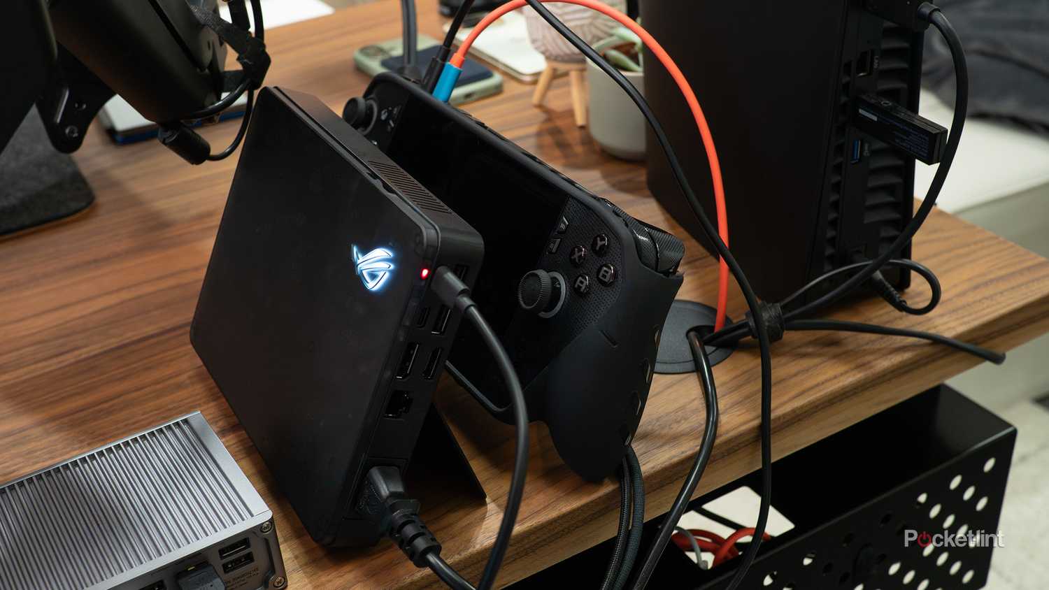 The ROG XG Mobile sitting on a desk 