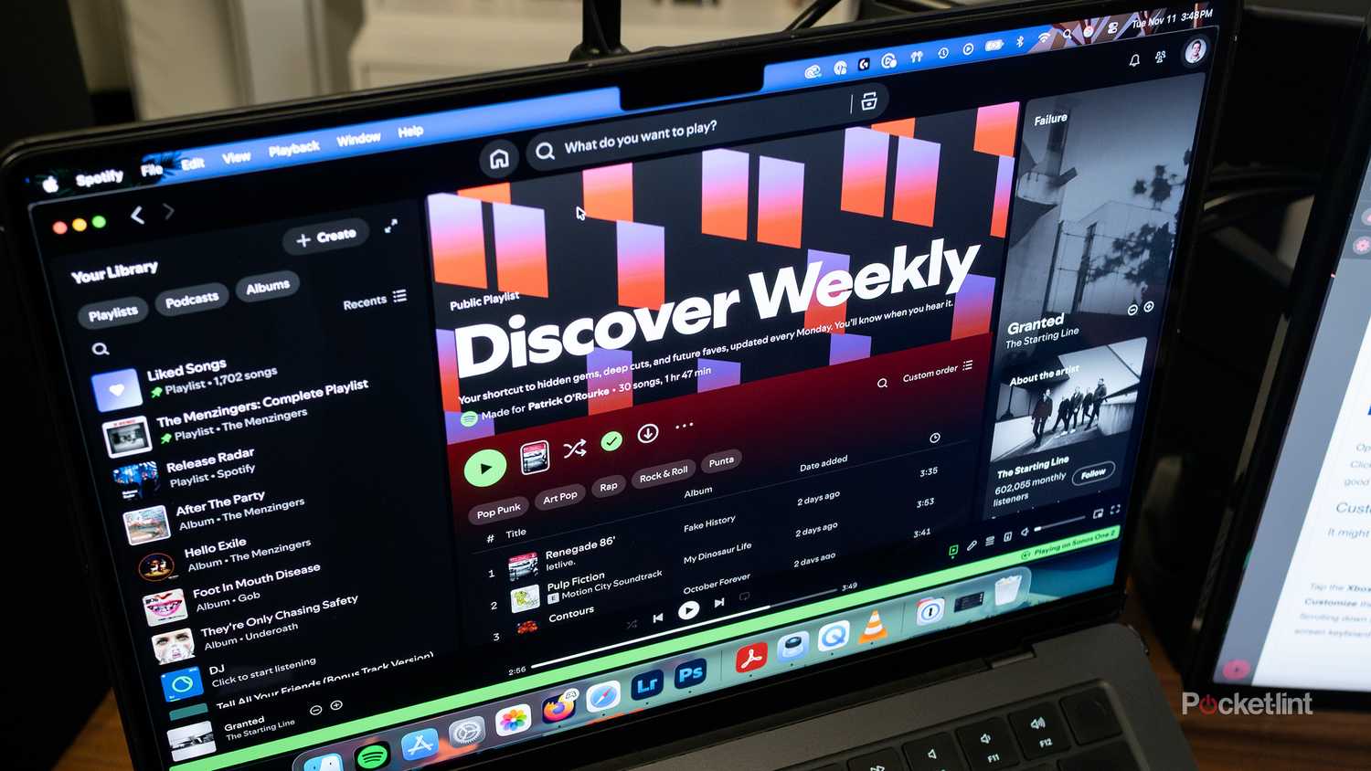 Spotify's Discover Weekly playlist on a Mac.