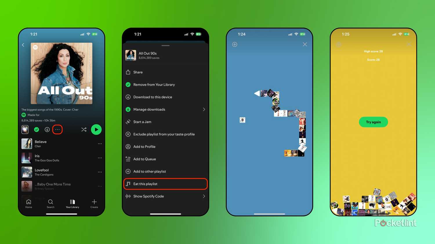 Spotify eating playlists screenshots