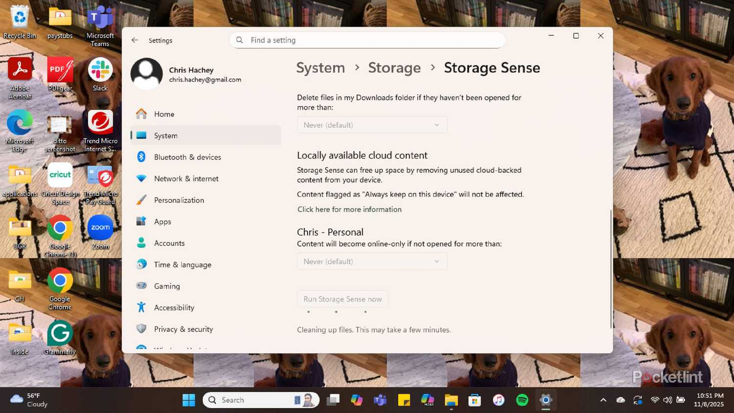 اجرای Storage Sense در رایانه شخصی ویندوز 11.