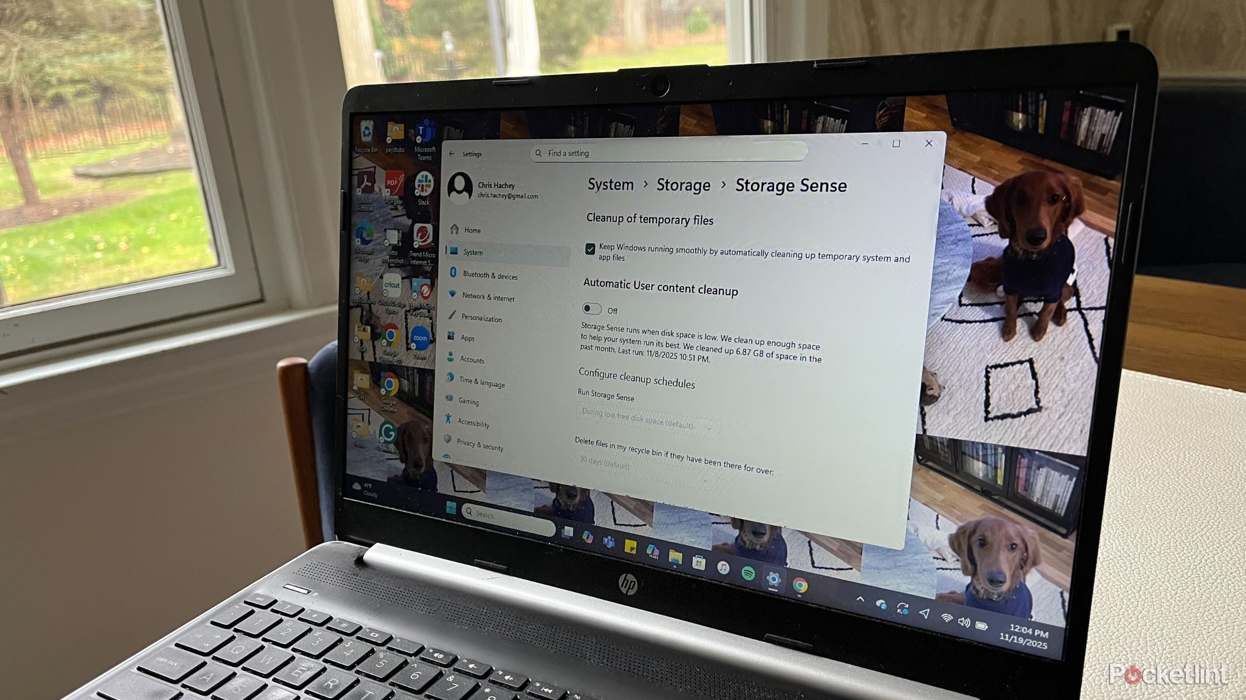 Storage Sense on a Windows laptop. 