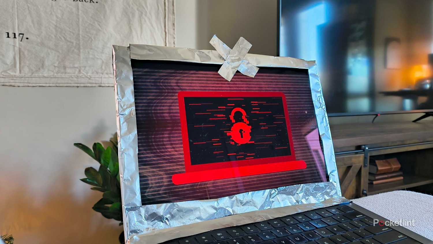 Aluminum foil on a MacBook Pro.