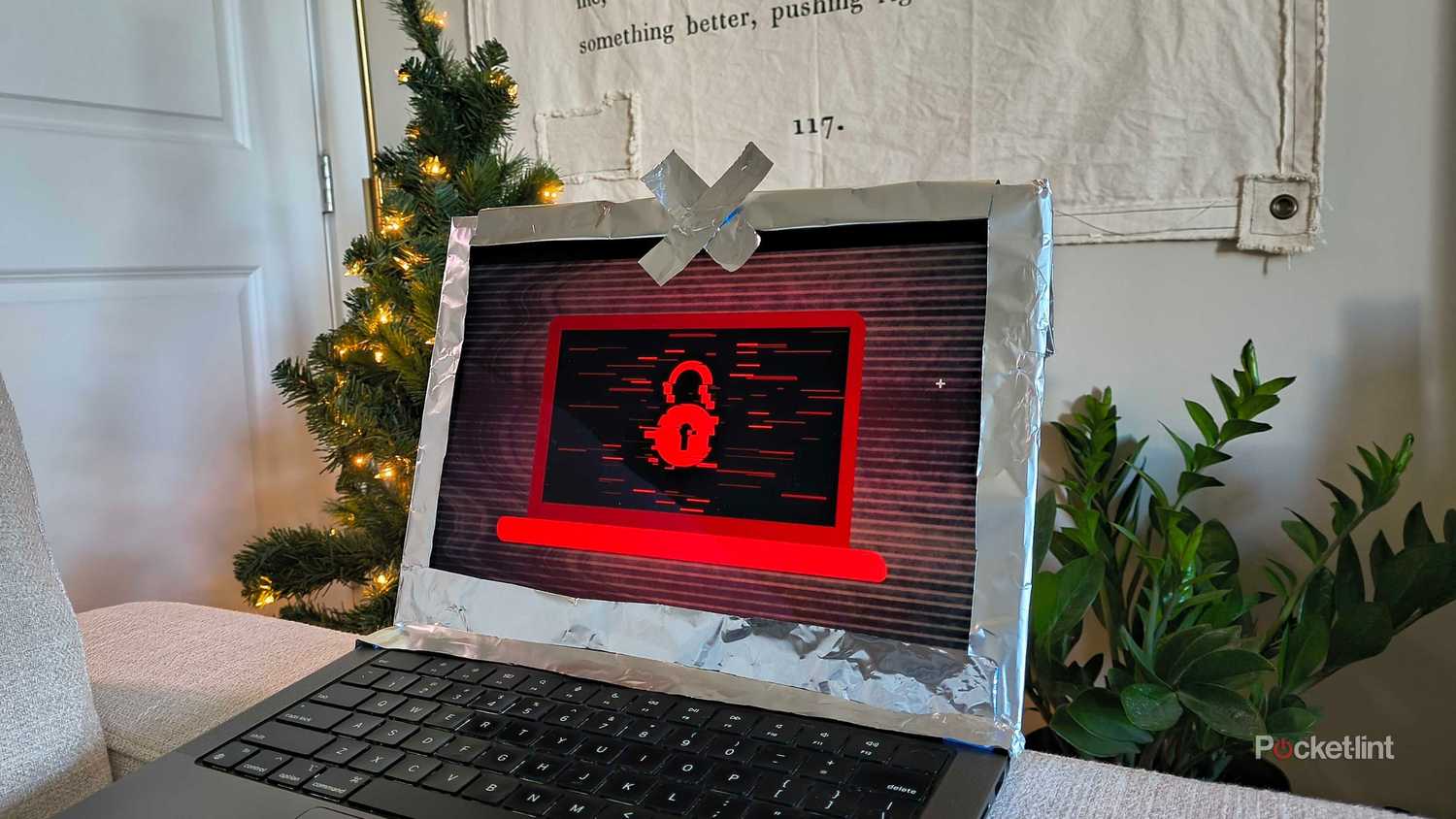 Aluminum foil on a MacBook Pro. 