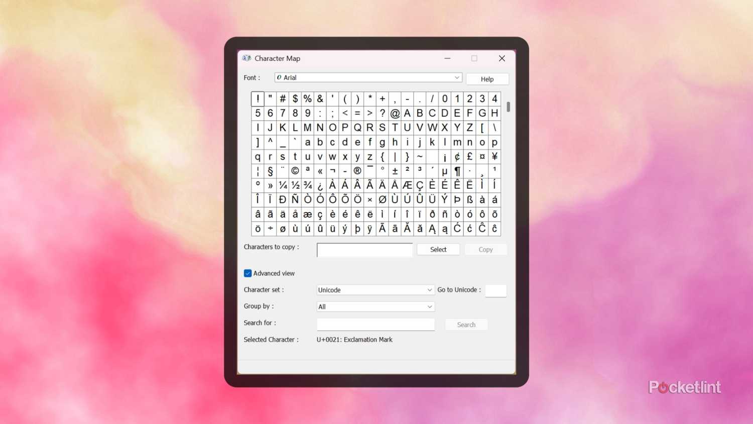 Windows 11 Character Map screenshot